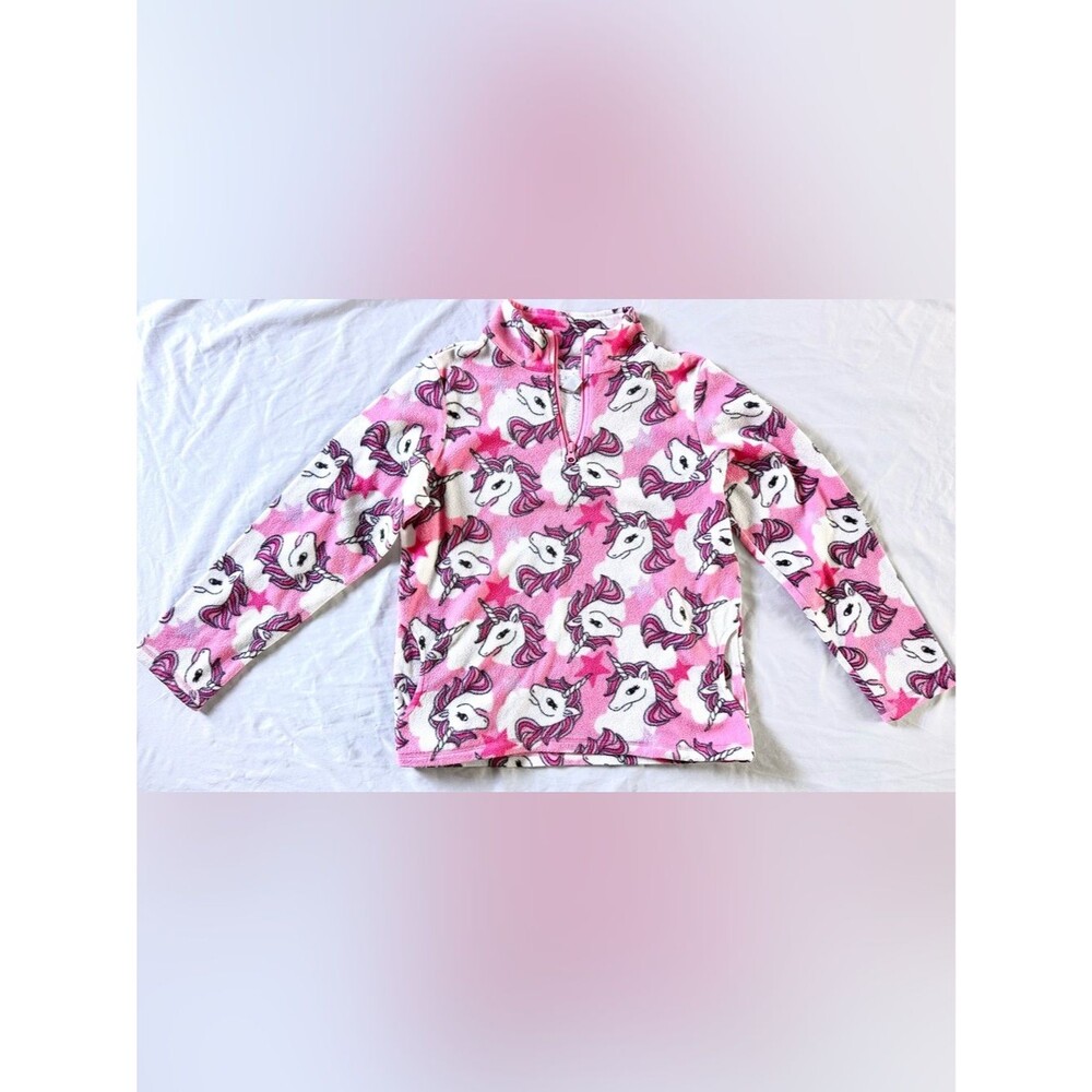 The Children’s Place Girls Size 14 Pink Unicorn Fleece Pullover Quarter Zip